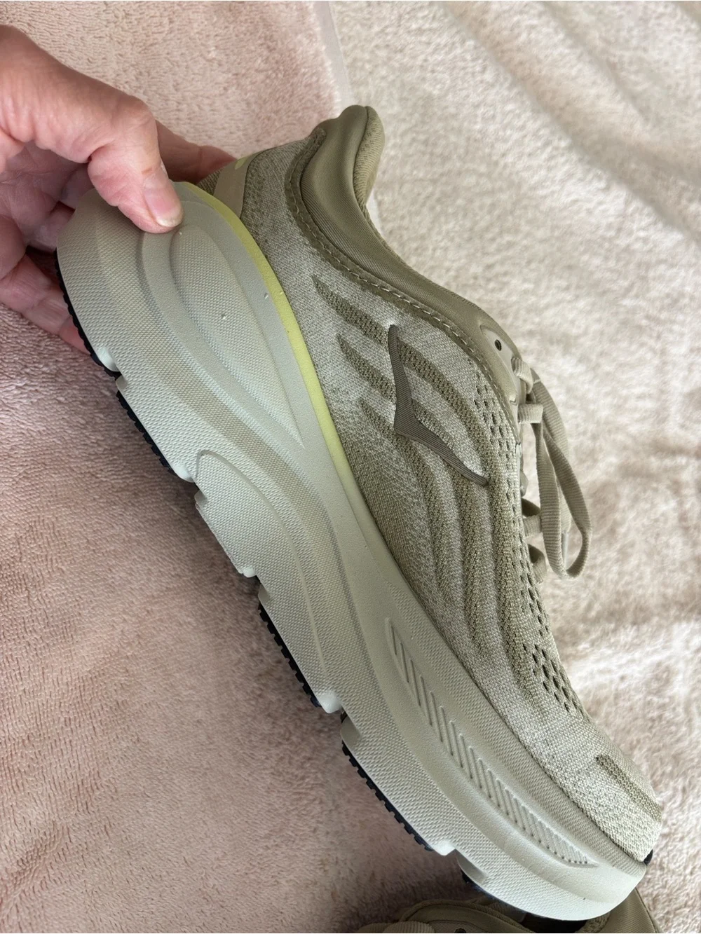 HOKA Women's Sneaker in Ecru with Pale Yellow Accent